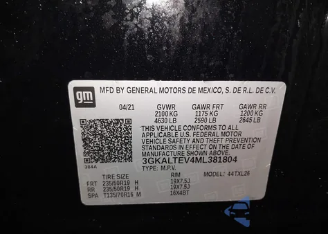 2021 GMC Terrain Awd Sle из США, поврежденный, VIN 3GKALTEV4ML381804